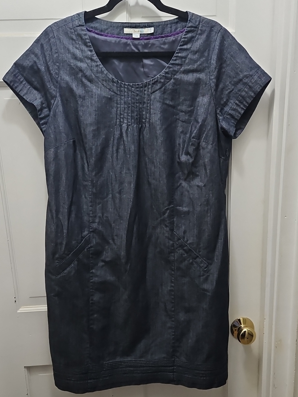 Boden Dark Blue Denim Shift Dress 14 Fully Lined